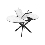 MASA EXTENSIBILA DOBOK 110, 110-145X110-76 CM, METAL/MDF, NEGRU/ALB MARMURA SUPER MAT - imagine 3