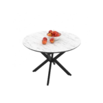 MASA EXTENSIBILA DOBOK 110, 110-145X110-76 CM, METAL/MDF, NEGRU/ALB MARMURA SUPER MAT