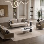 Canapea „Zen”, 250x100 cm tapițată cu piele fină cafenie