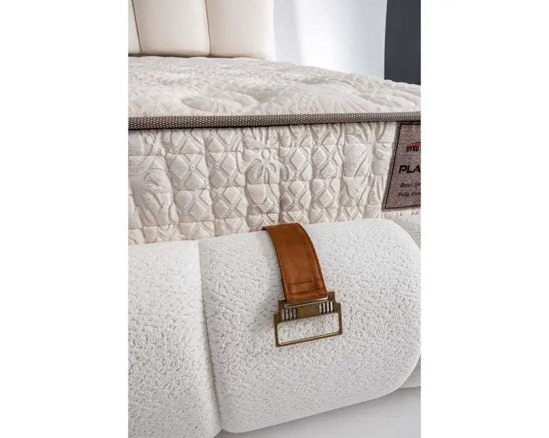 IMG_2892 Pat “Platin”, Tapitat bej, 160x200cm, structura metalica cu lada de depozitare pe pistoane de aer - imagine 6