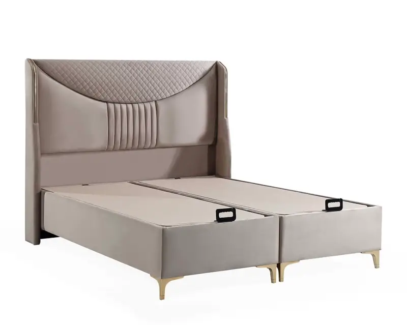 IMG_2894 Pat “Lizbon”, Tapitat in catifea, 160x200cm, structura metalica cu lada de depozitare pe pistoane de aer - imagine 3