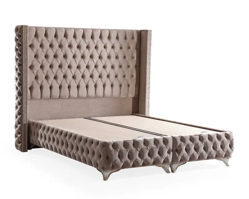 IMG_2916 Pat “Dallas” tapitat in catifea, tablie cu bumbi, 160x200cm, cu lada de depozitare - imagine 3