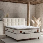 Pat “Atlas” tapițat, 160×200 cu ladă de depozitare