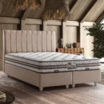 Pat “Cotton” tapițat, 160×200 cu ladă de depozitare