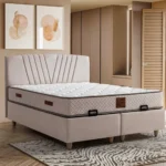 Pat “Arden” tapițat, 140×200 cu ladă de depozitare