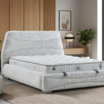 Pat “Mocca” tapițat, 160×200 cu ladă de depozitare