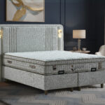 Pat “Sunset” tapițat, 160×200 cu ladă de depozitare